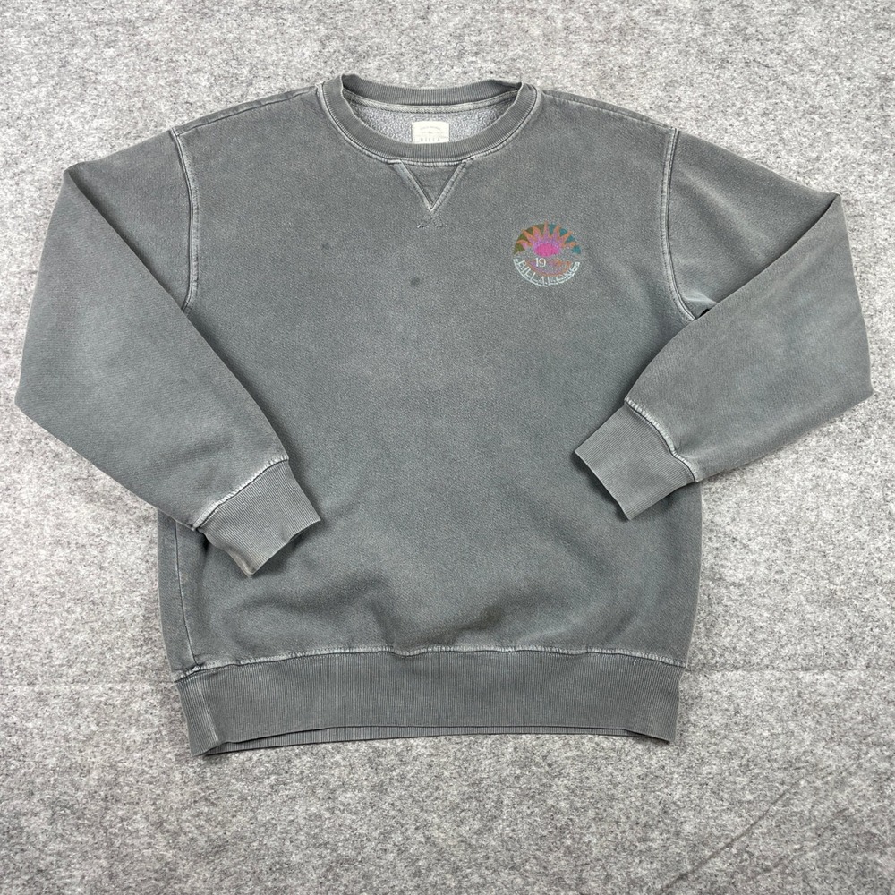 Billabong Sweatshirt Womens M Grey 1973 Sun Fleece Crewneck Skate Surf Y2K